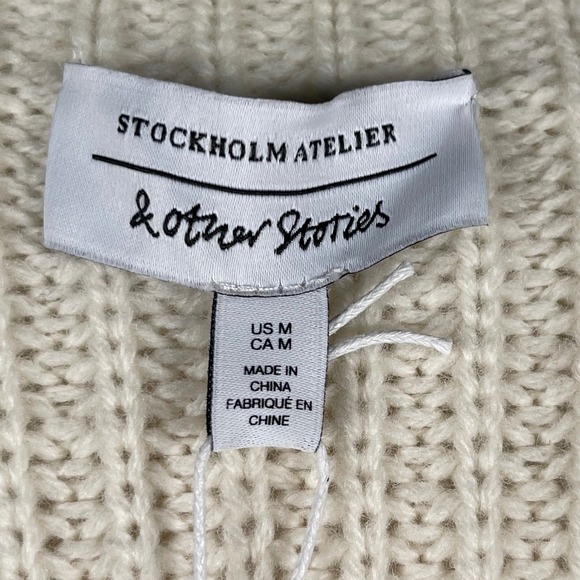NWT Stockholm Atelier & Other Stories – Wool Mock Neck Sweater – Cream – Size M - Picture 10 of 14
